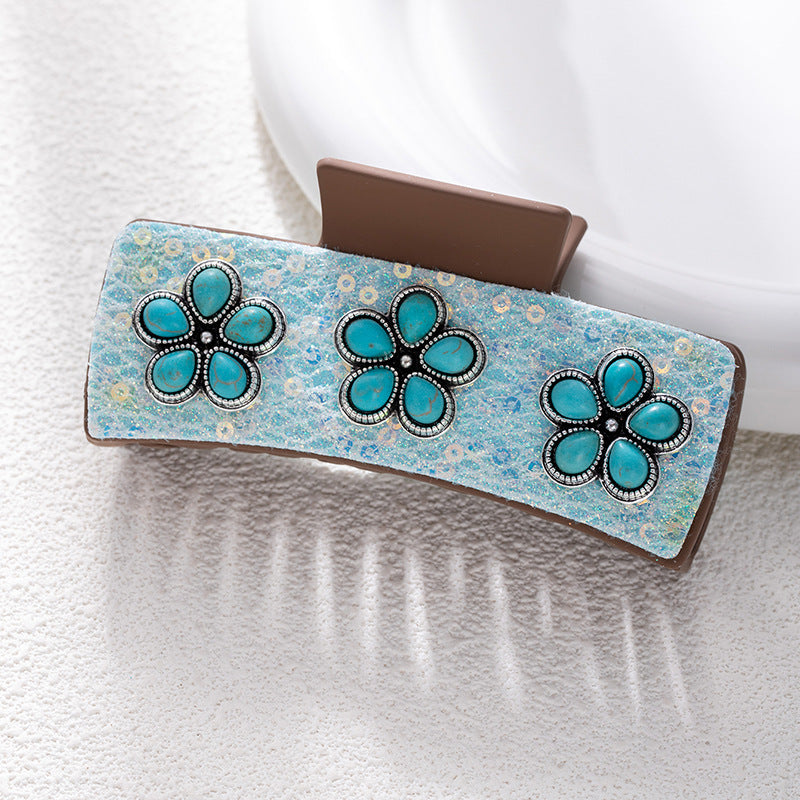 Wholesale Bohemian turquoise western style clip leather clip