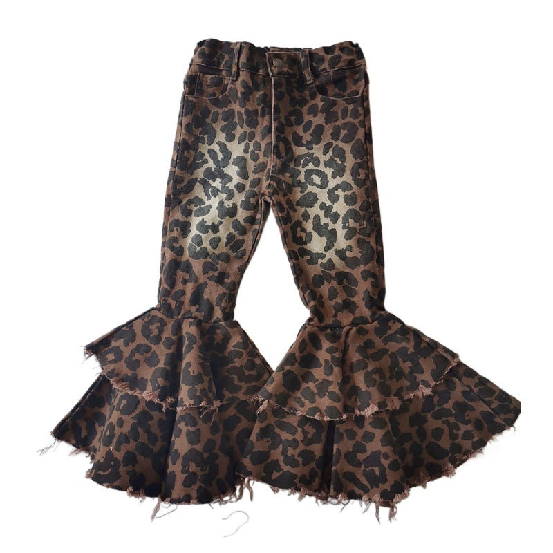 Wholesale Polyester Slim Fit Kids Girls Jeans Comfortable Double Layer Flares