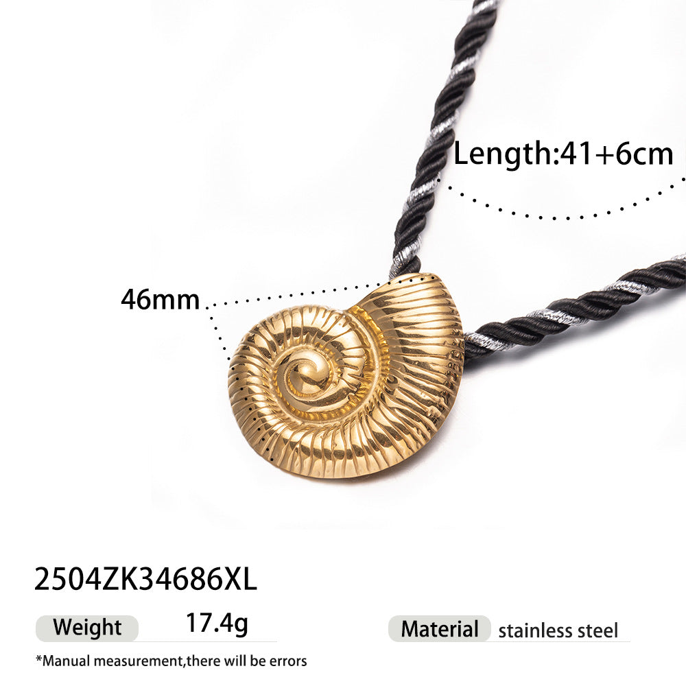 Wholesale Tyna European and American Light Luxury 18K Gold Stainless Steel Conch Sea Star Sun Thick Rope Necklace All-match Cross-border Trendy Jewelry