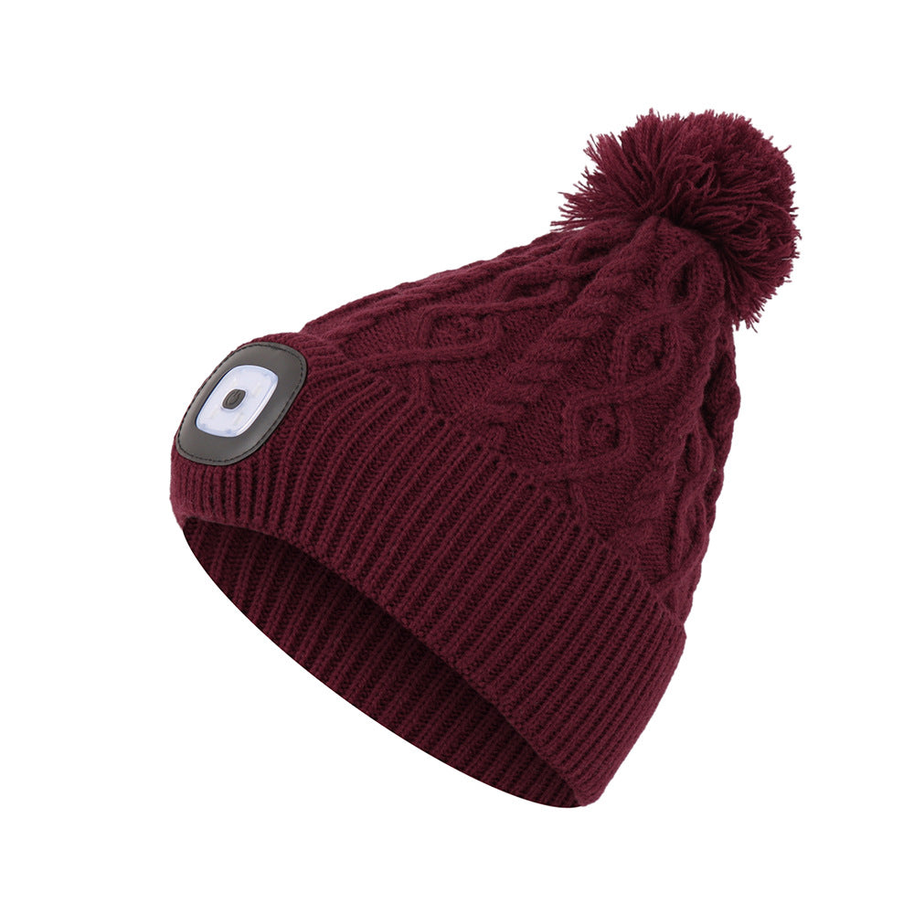Wholesale Wool Cap LED Luminous USB Charging Wool Ball Knitted Cap