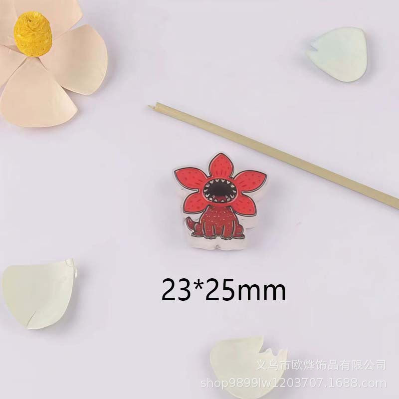 Wholesale 10pcs Cartoon print transparent acrylic beads OLY Exclusive