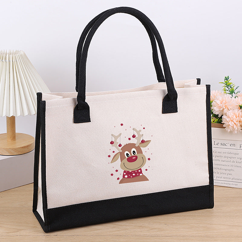 Wholesale Christmas Large Capacity Printed Canvas Shoulder Bag