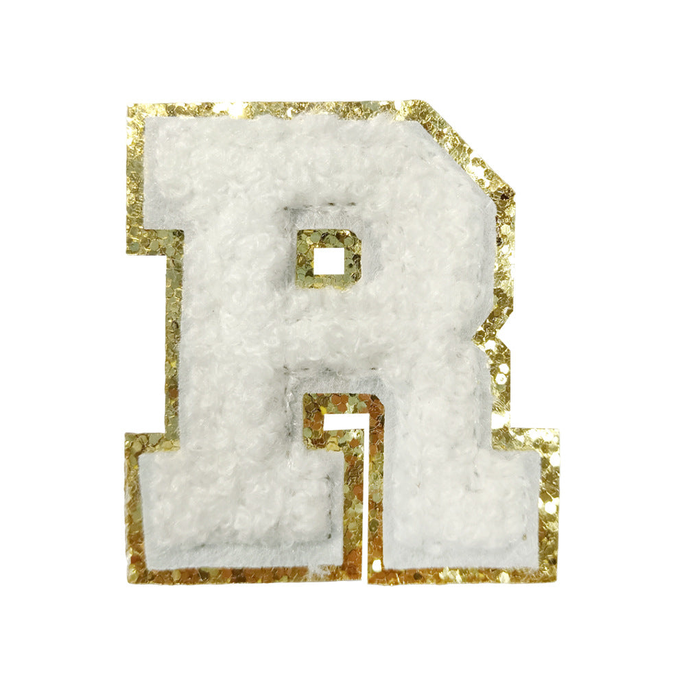 Wholesale White Towel Embroidered Alphabet Patches A Z With Gold Glitter Stylish DIY Accessory For Coats And Crafts