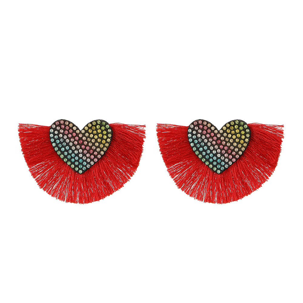 Wholesale Bohemian Tassel Exaggerated Rhinestone Elk Earrings