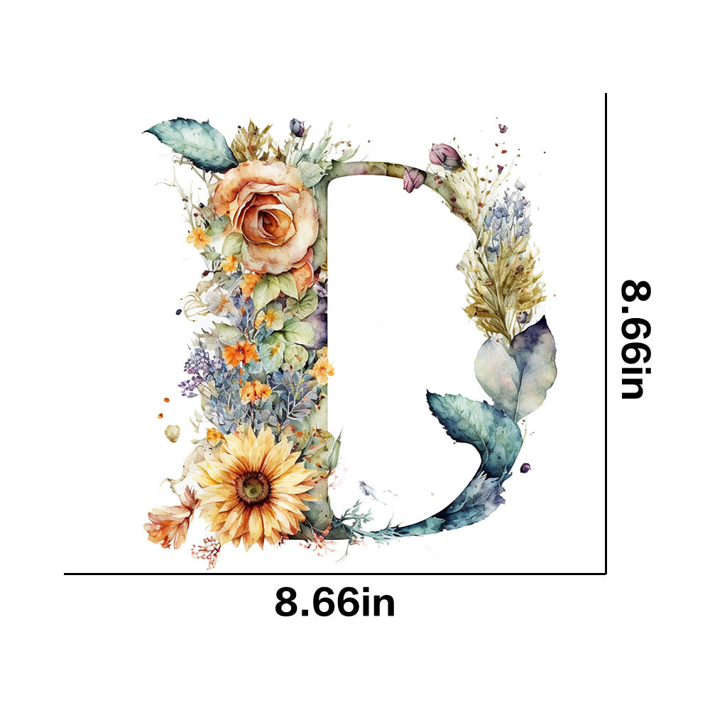 Wholesale 26 letter flower branches and leaves UV DTF Ready to Press Transfers Wraps