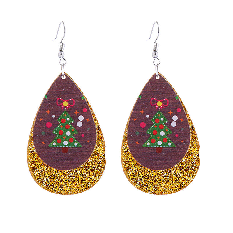 Wholesale Snowflake Elk Christmas Tree Acrylic Christmas Earrings