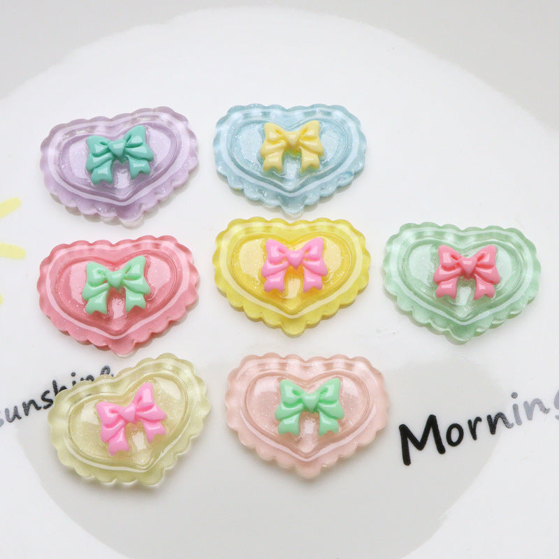 Wholesale 10pcs Pearlescent Love Resin Accessories DIY Cream Glue Handmade FlatBack