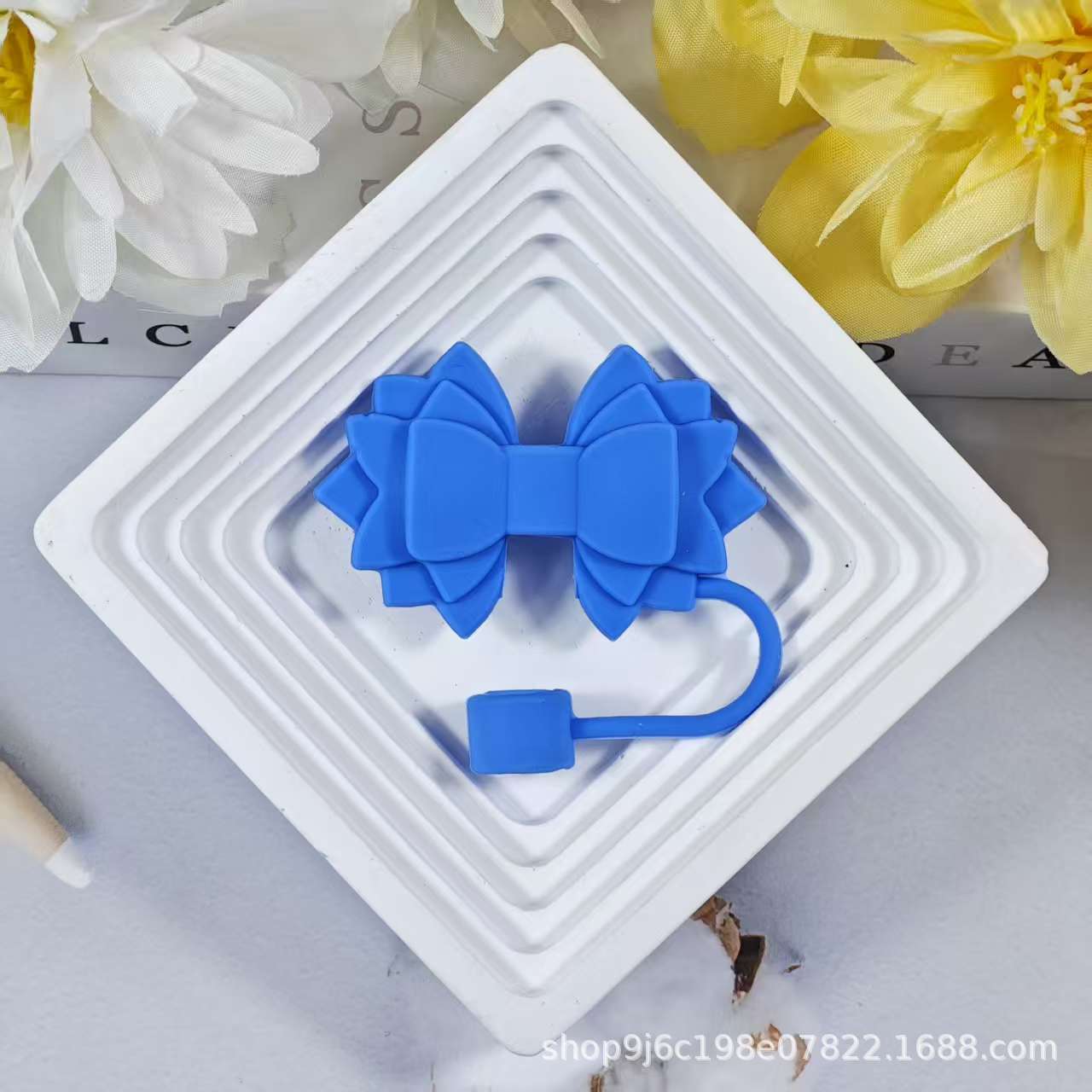 Wholesale 10pcs pink Bow Straw Tube Cap