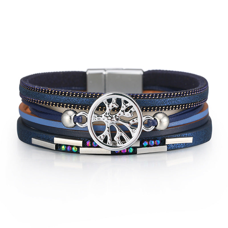 Wholesale Bohemian Tree of Life Multi-layered Leather Bracelet