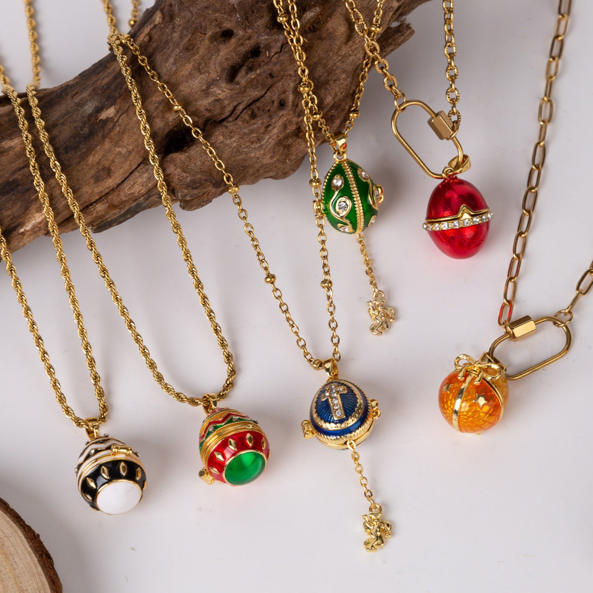 Wholesale Easter Eggs Can Open Little Angel Pendant Copper Necklace