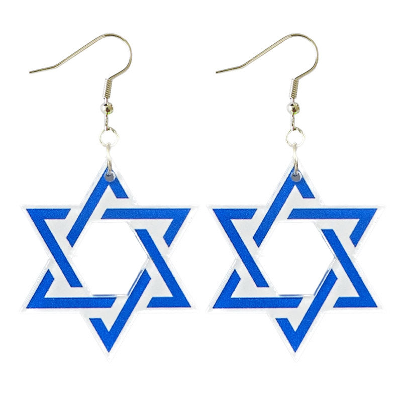 Wholesale Acrylic Hanukkah Star Earrings 2 Pairs in A Pack
