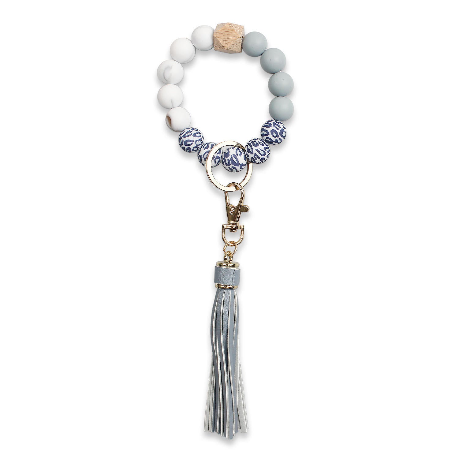 Wholesale 20PCS Leather Tassel Silicone Bead Bracelet Keychain