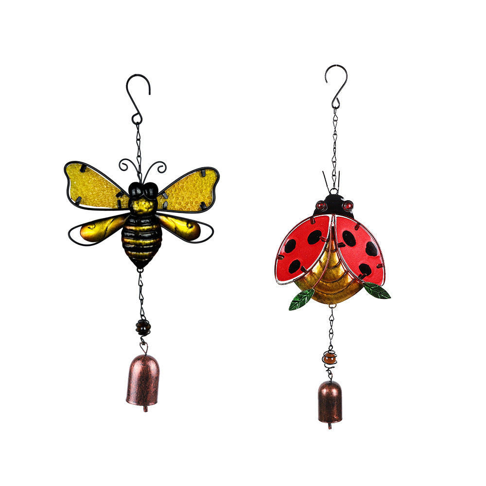Wholesale Metal Wind Chime Bee Beetle Glass Painted Crafts