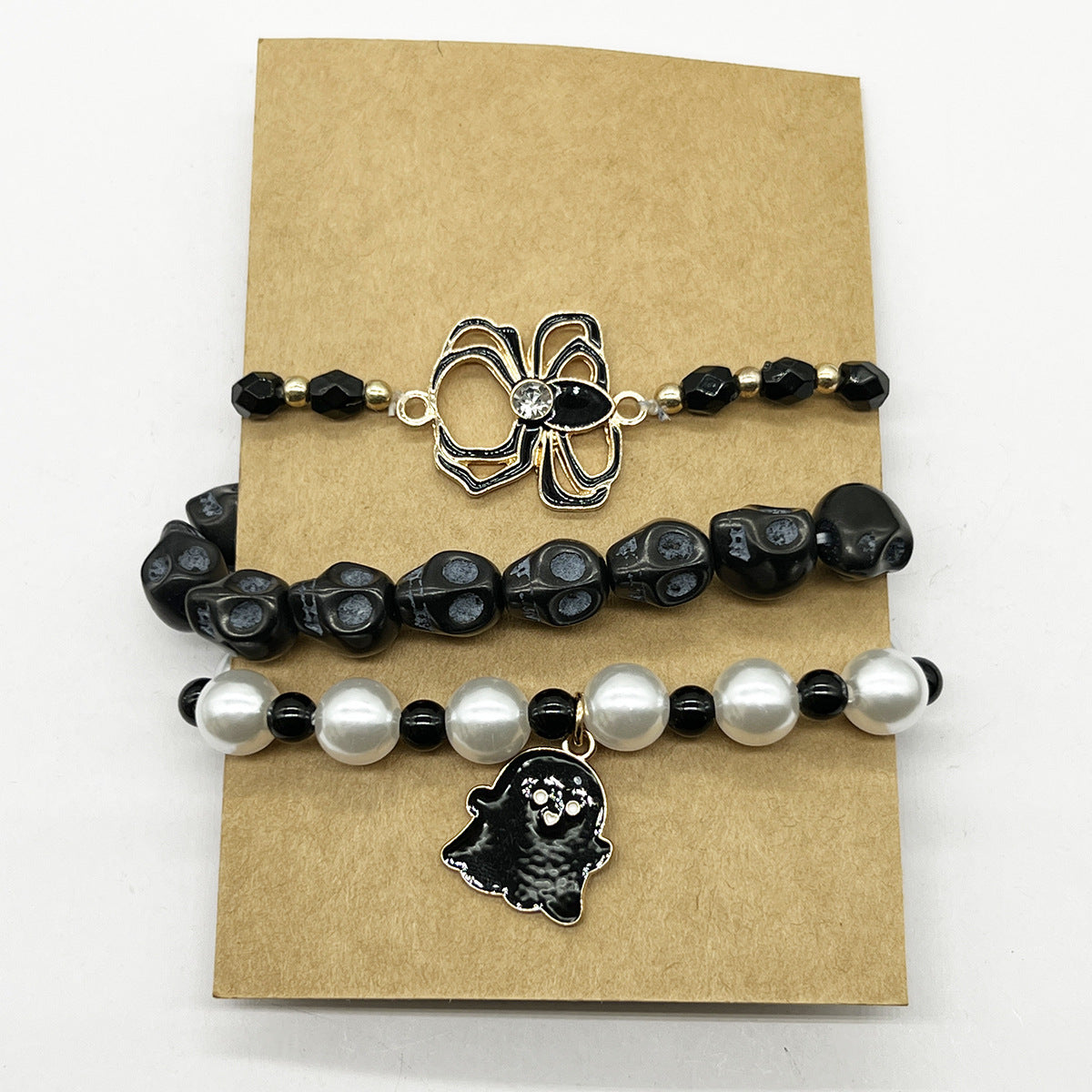 Wholesale Halloween Multi-layer Spider Pumpkin Ghost Skull Letter BOO Elastic Bracelet