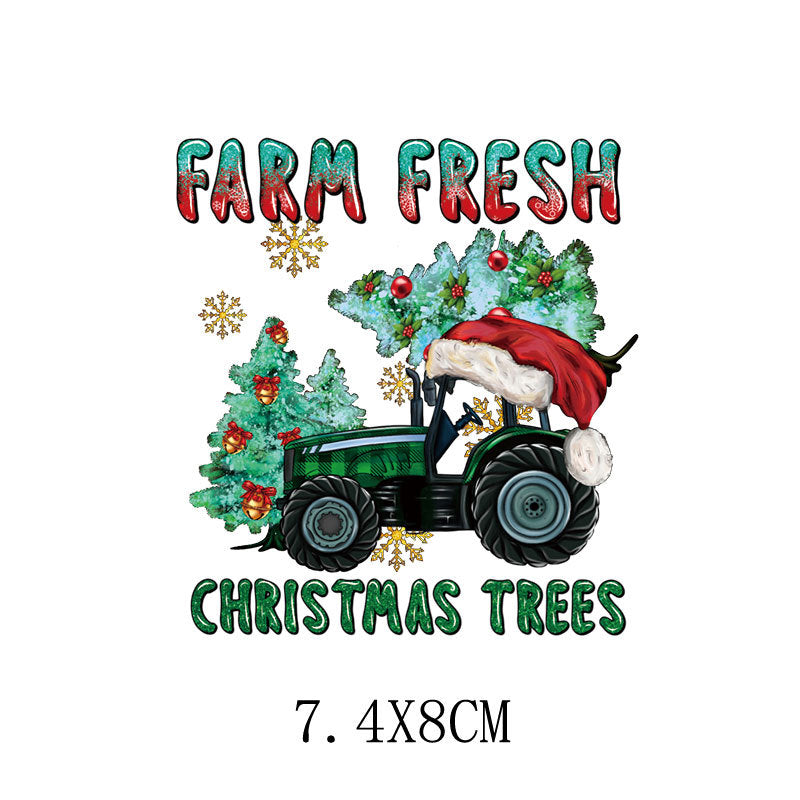 Wholesale Cartoon Christmas tree letter heat transfer   UV DTF Ready to Press Transfers Wraps