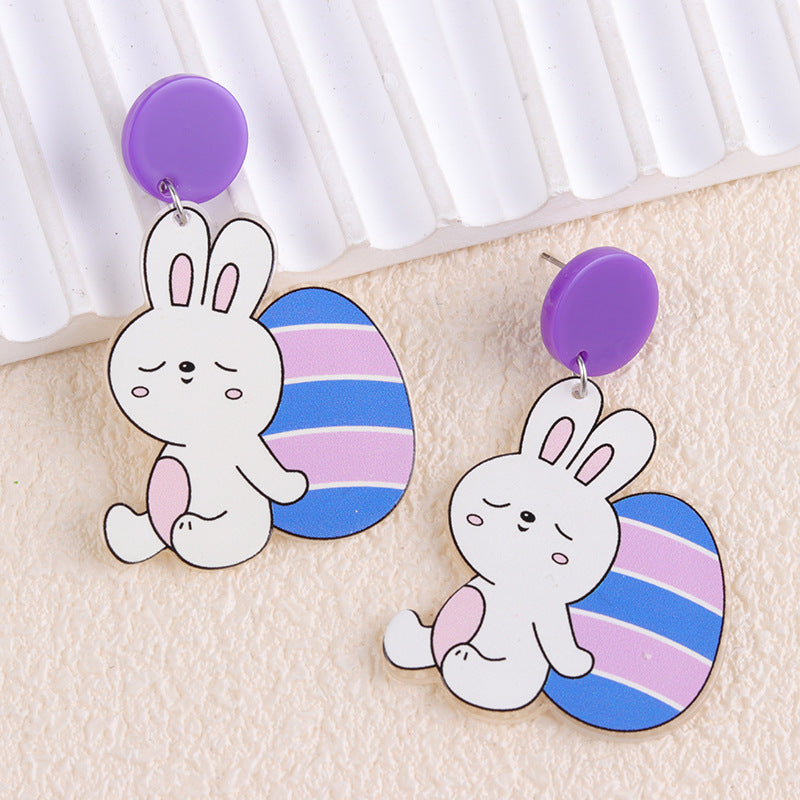 Wholesale Easter Rabbit Radish Chicken Acrylic Printed Earrings