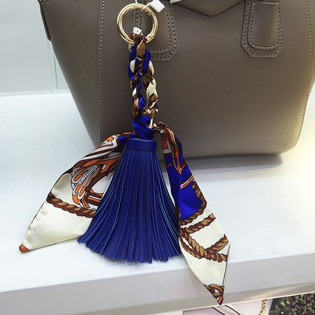 Wholesale Spring and Summer Leather Scarf Tassel Pendant Keychain