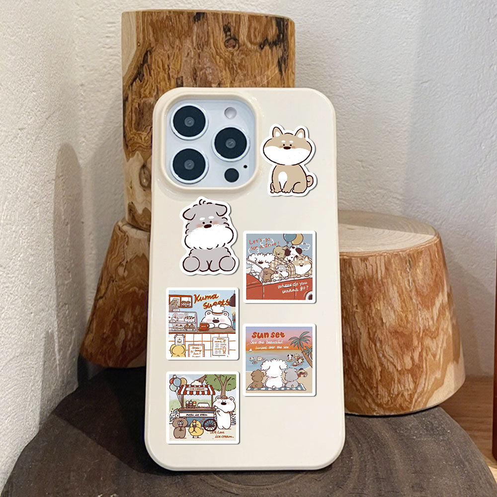 Wholesale 50pcs cartoon image healing bear and dog waterproof vinyl stickers