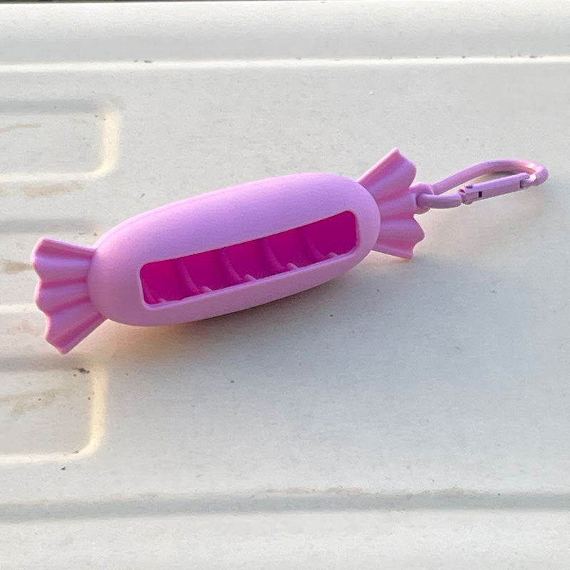 Wholesale Lipstick case silicone protective case bow lipstick bag keychain