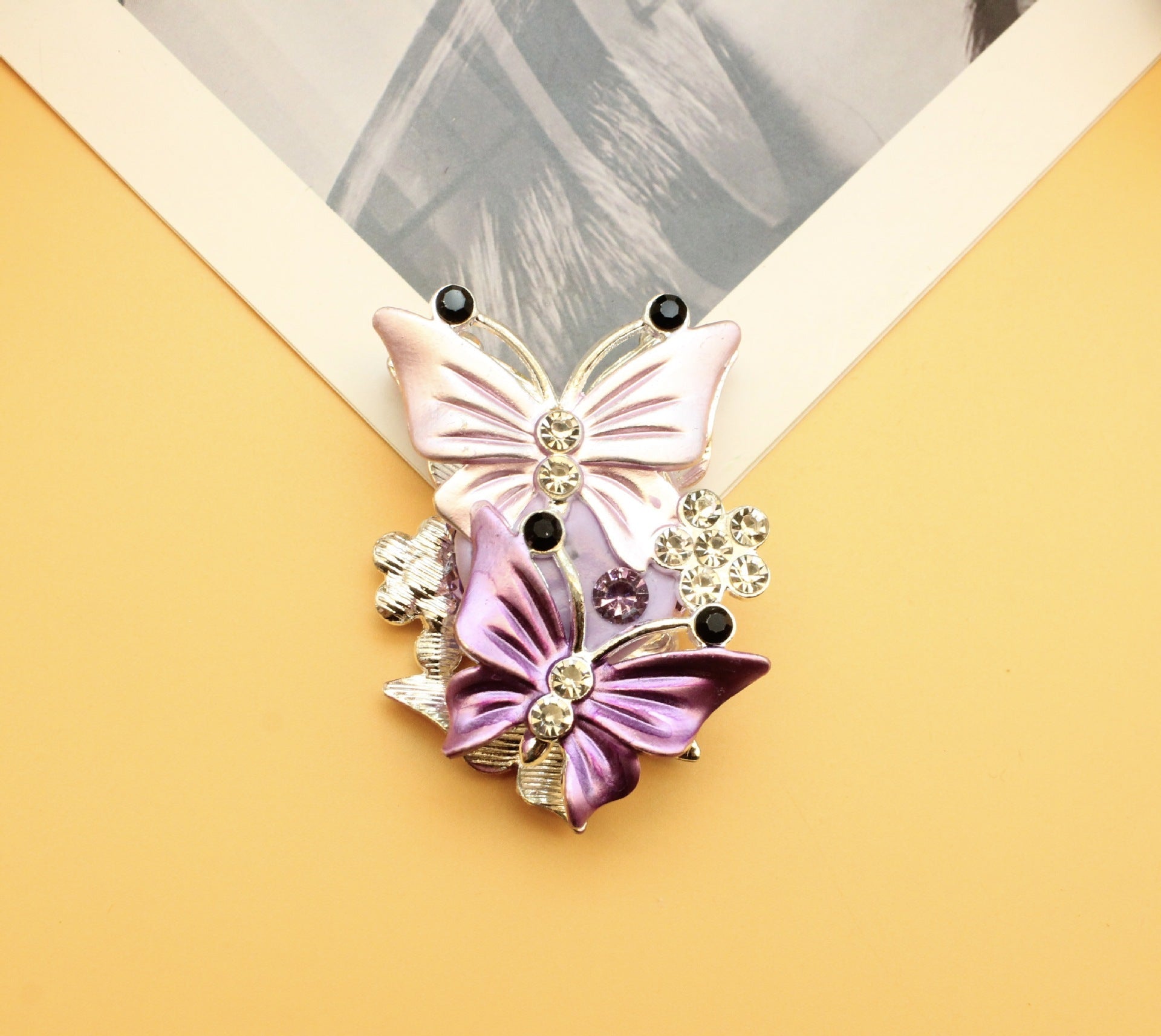 Wholesale Multicolor Double-Sided Rhinestone Butterfly Straight Hole Bead