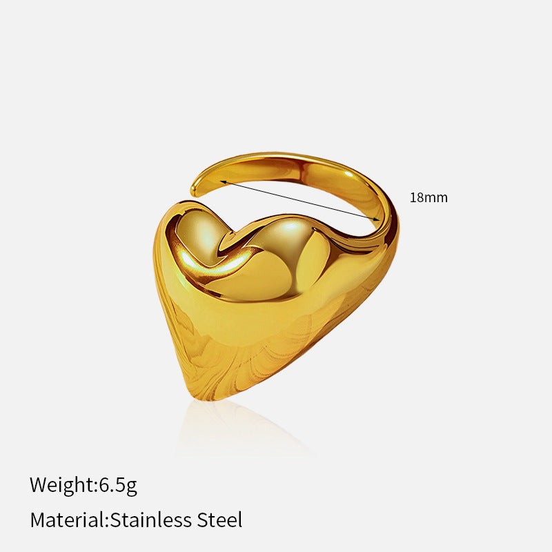 Wholesale Trendy Glossy Open Titanium Steel Ring Stainless Steel 18K Gold Plated Niche Ring