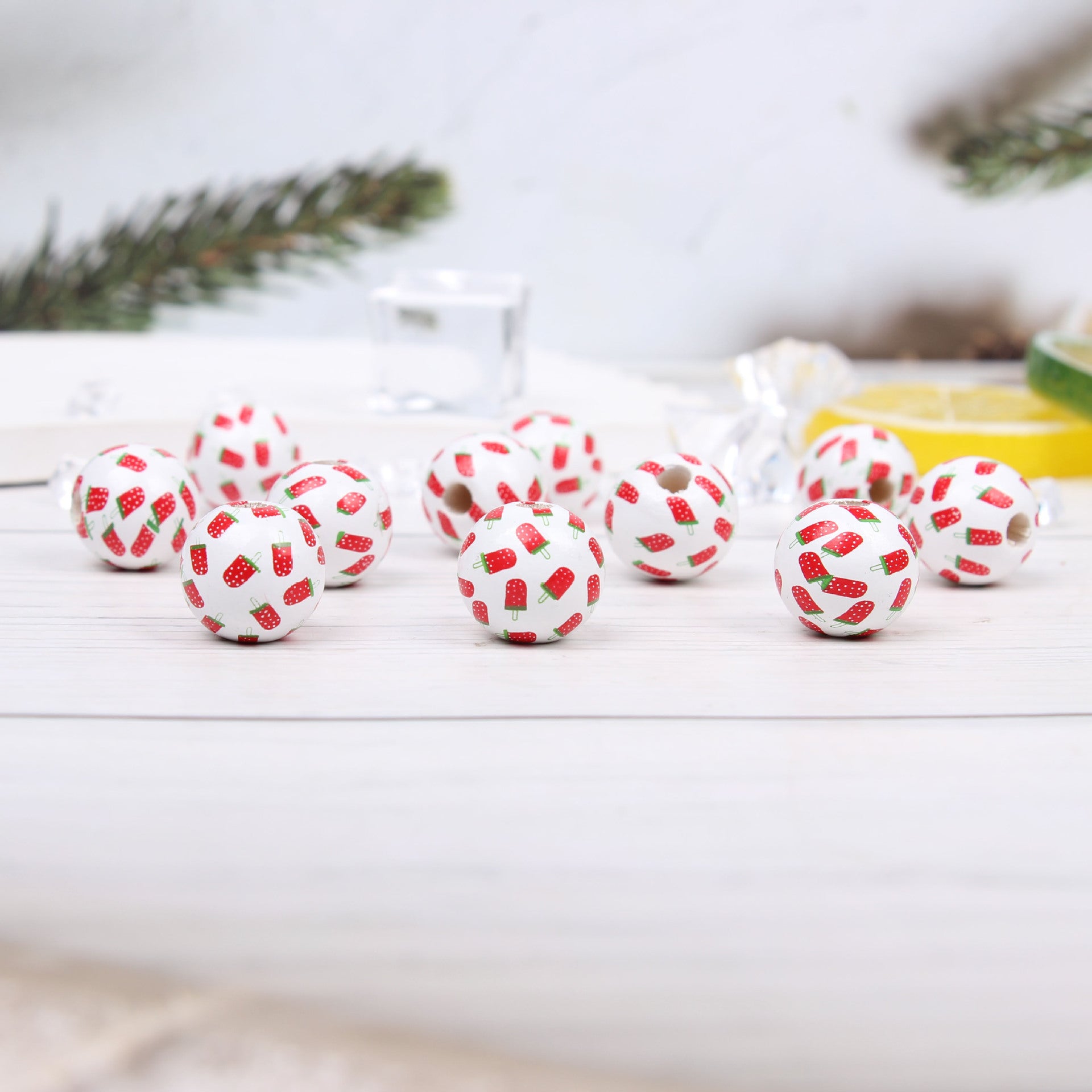 Wholesale 20pcs Summer Watermelon Dwarf Colorful Wooden Beads DIY Accessories