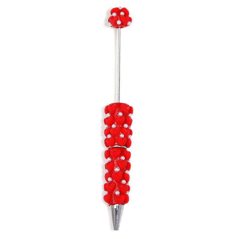 Wholesale 5pcs Macaron-colored gravel heart beaded pen clay bead pen