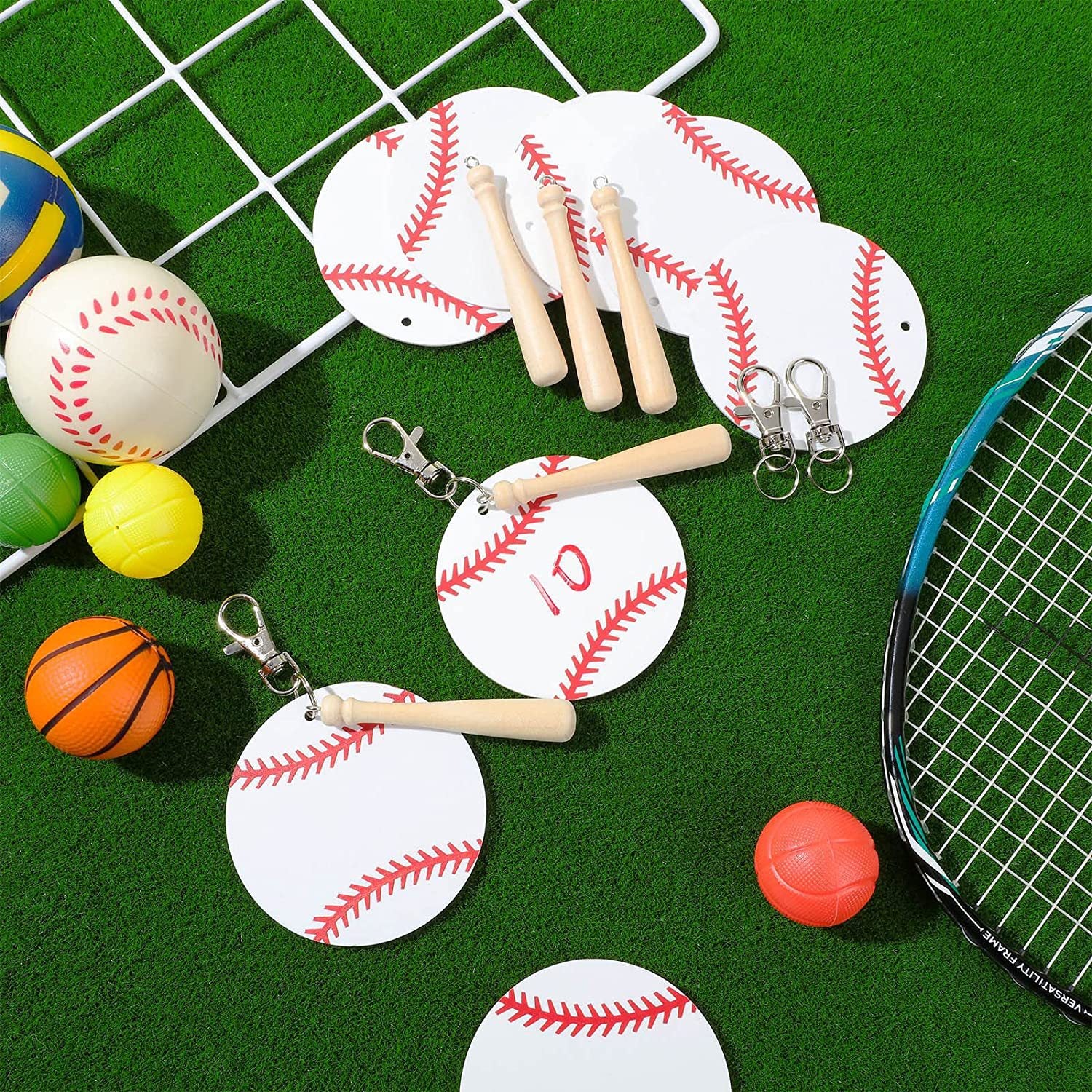 Wholesale Blank Baseball Acrylic Kit Wooden Stick Keychains