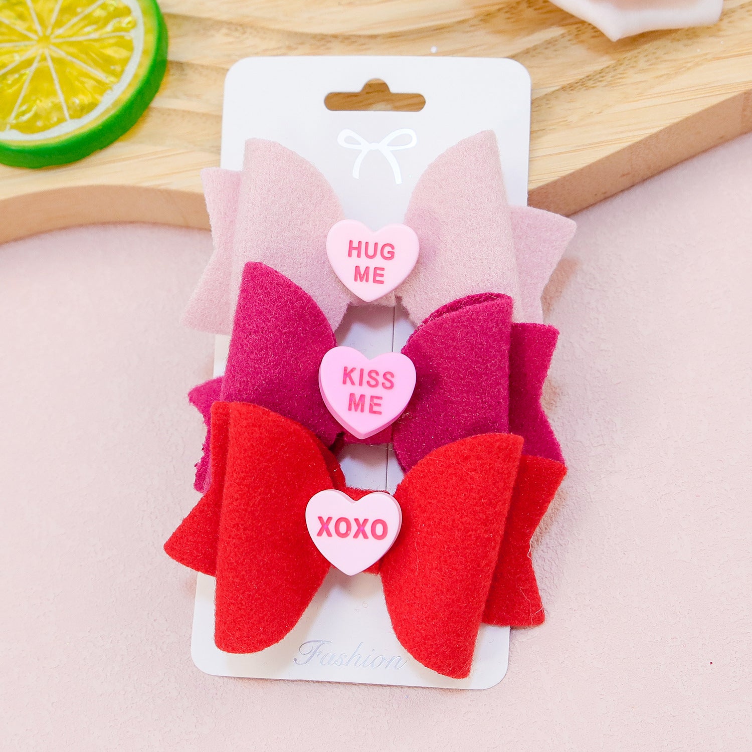Wholesale Valentine's Day Love Fabric Bow Hair Clips