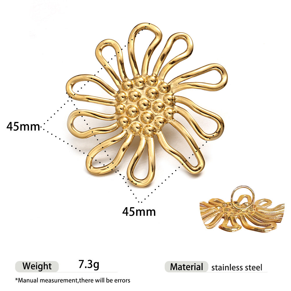 Wholesale Tyna European and American Light Luxury 18K Gold Stainless Steel Conch Sea Star Sun Thick Rope Necklace All-match Cross-border Trendy Jewelry