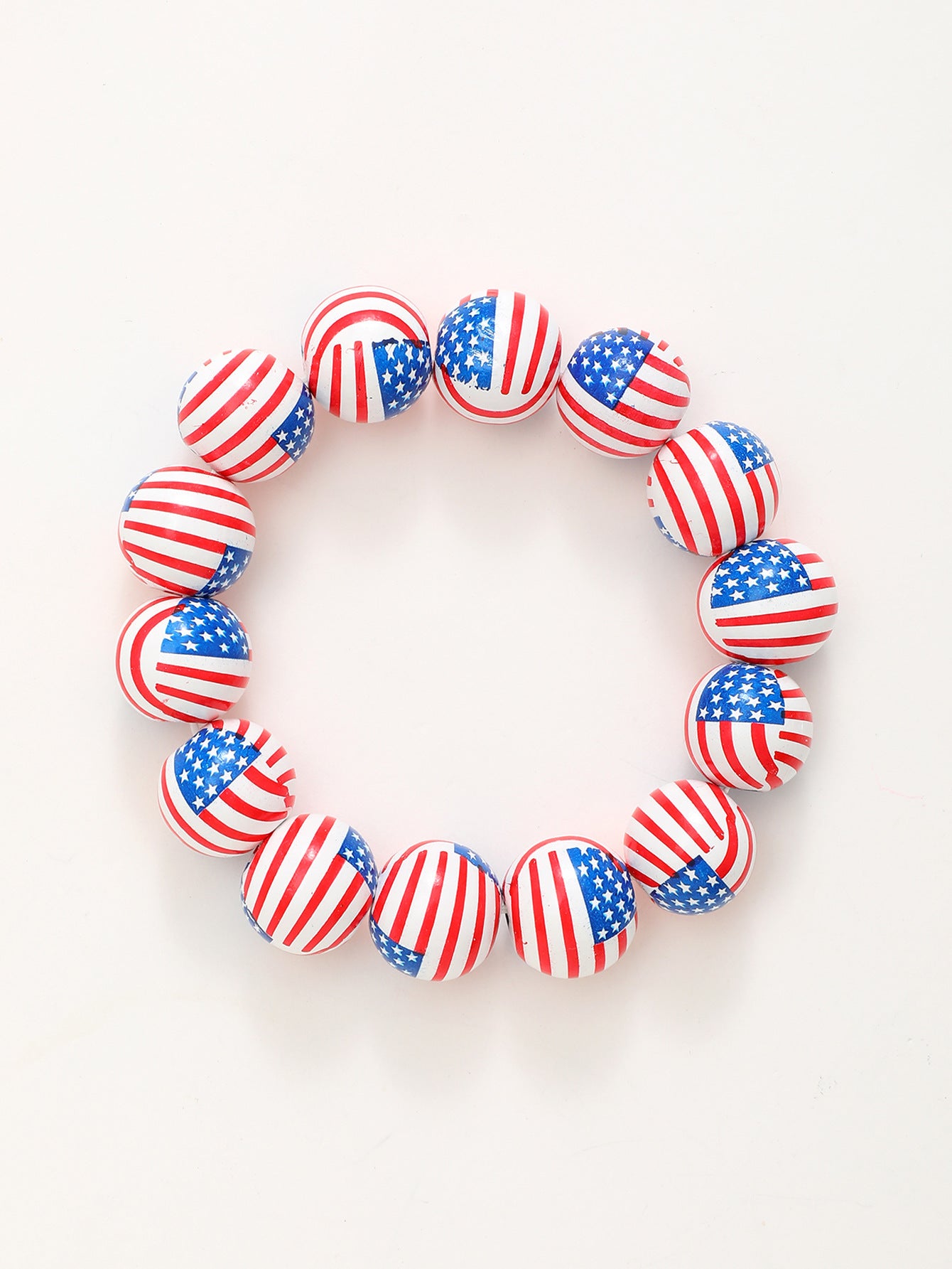 Wholesale American Independence Day Stars and Stripes Bright Color Wooden Beaded Bracelet