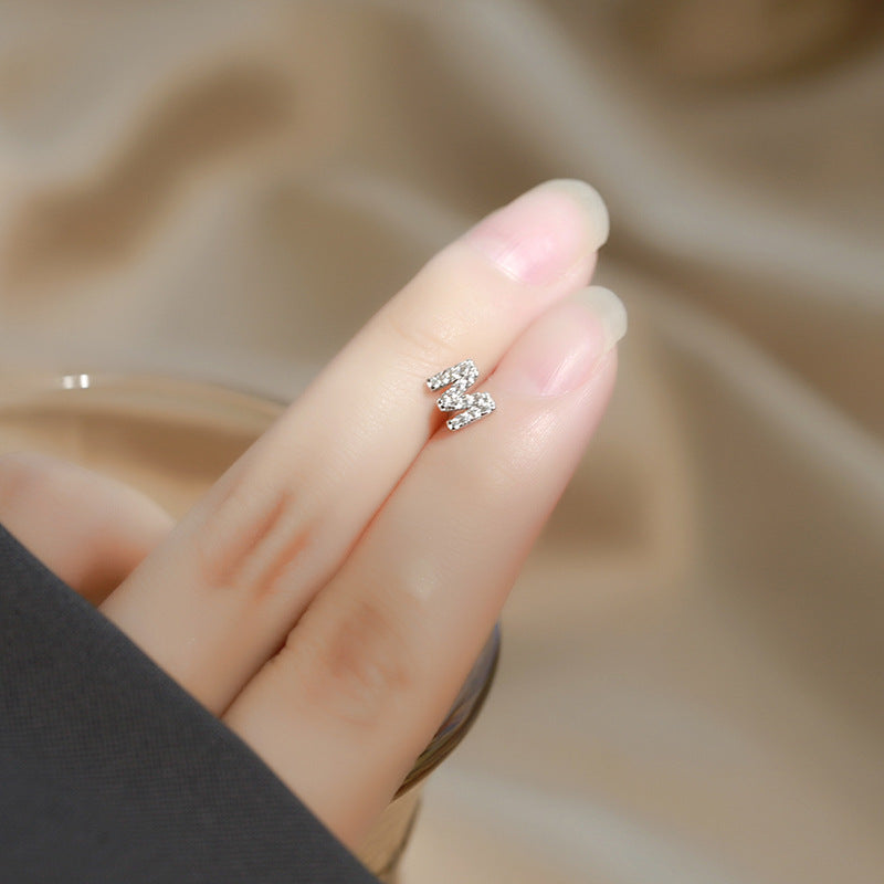 Wholesale Simple Niche Design Mini Full Diamond Earrings for Men and Women Sterling Silver Full Diamond 26 Letter Earrings