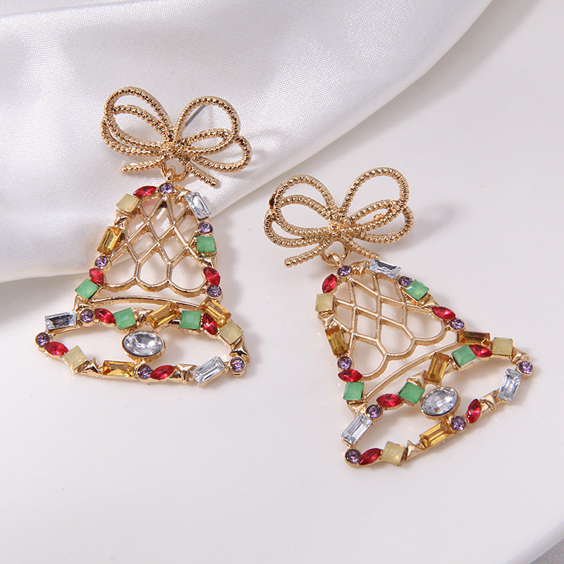 Wholesale Diamond Bell Snowflake Christmas Tree Earrings