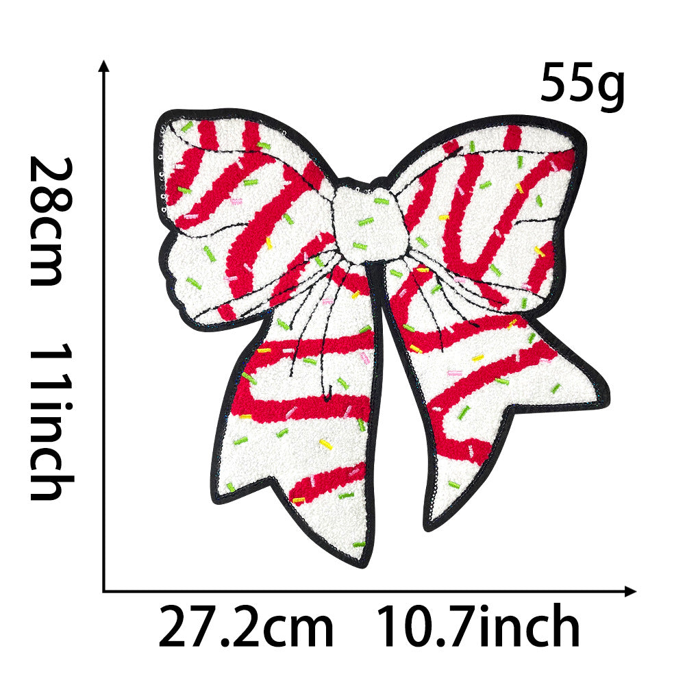 Wholesale Christmas Gingerbread Man Sequin Embroidered Patch Red Green Large Iron On DIY Decorative For Coats