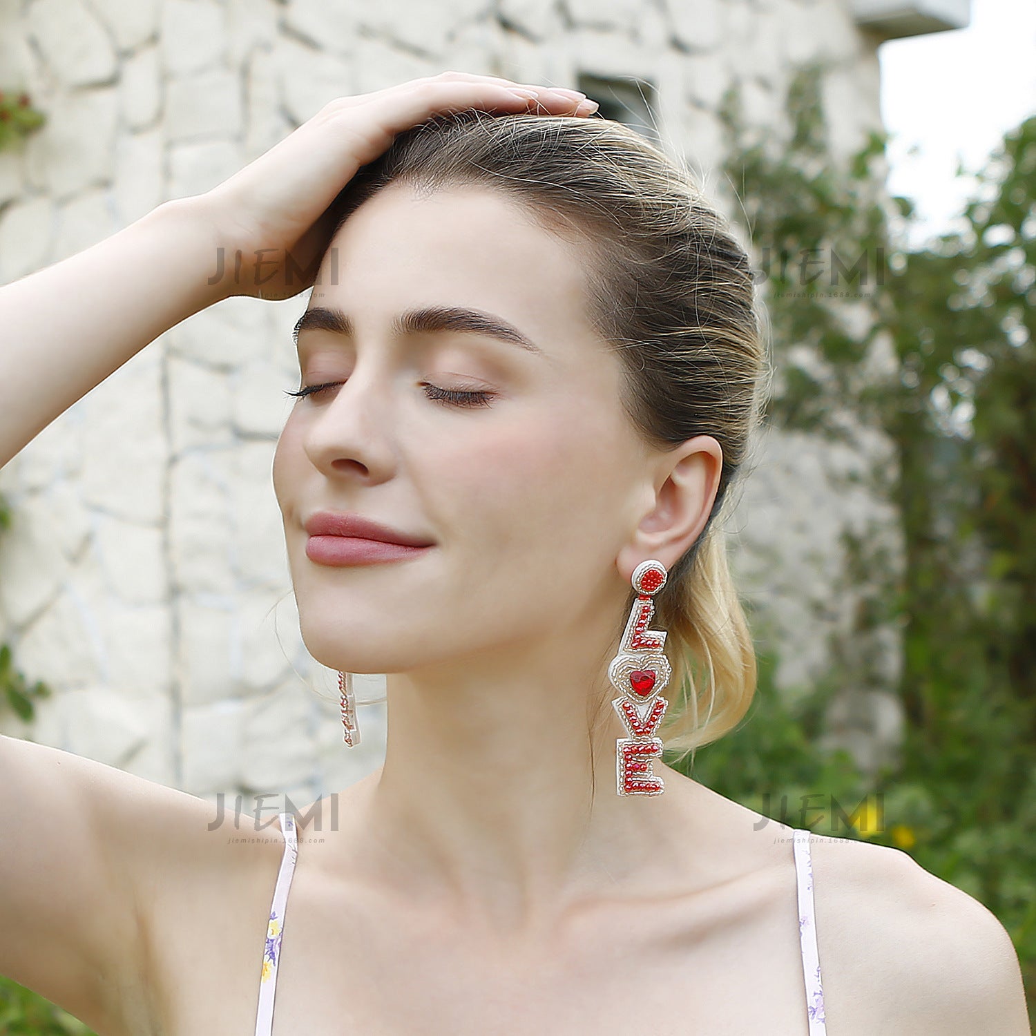 Wholesale Valentine's Day Handwoven Bohemian LOVE Rice Bead Earrings