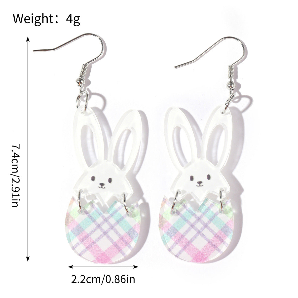 Wholesale Easter painted rabbit head Easter egg splicing acrylic earrings