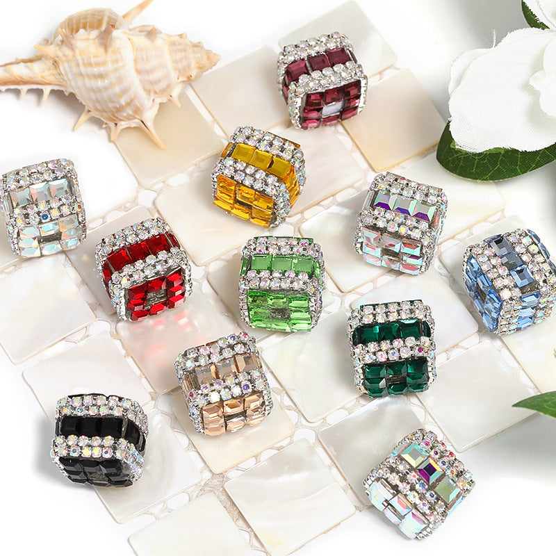 Wholesale 20pcs Colorful square rhinestone chain beads