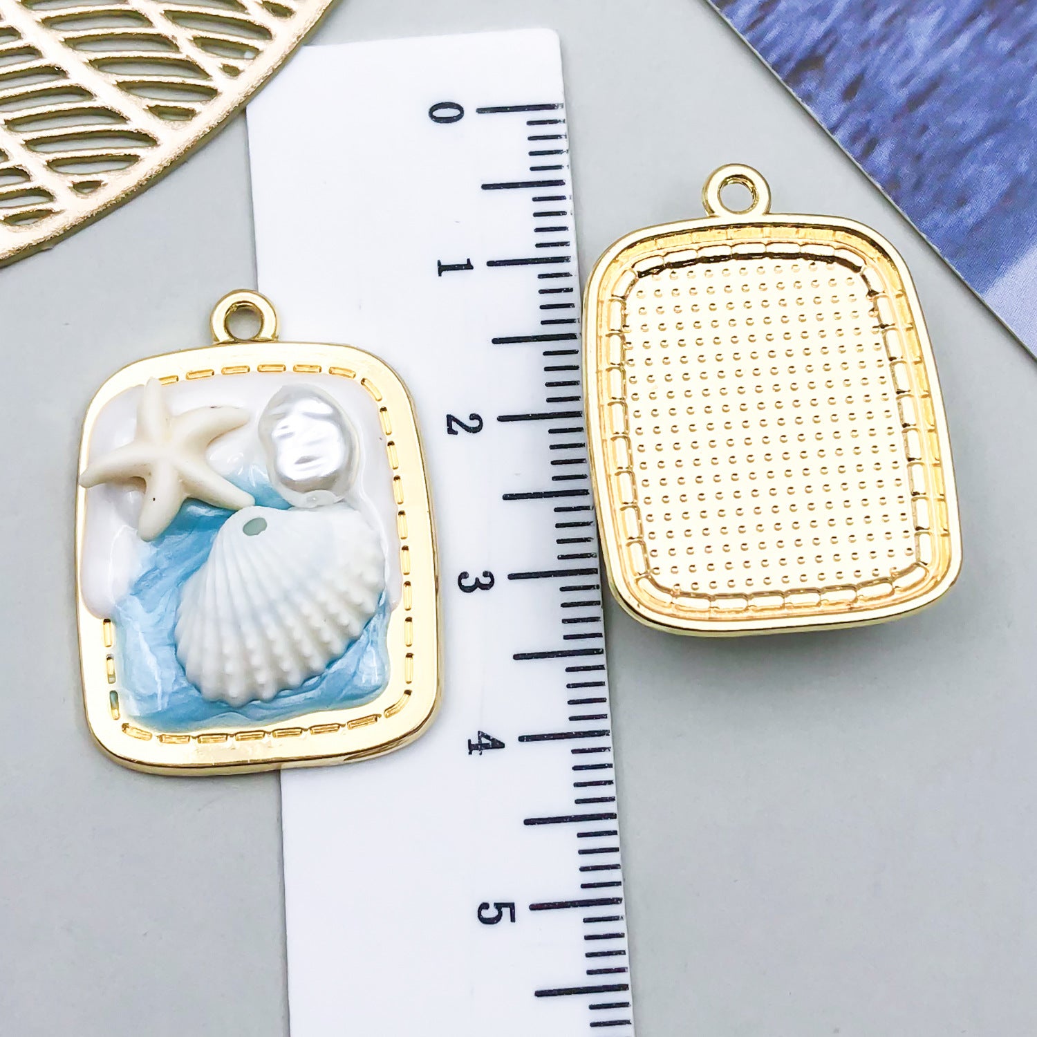 Wholesale Oil Painting Ocean Series DIY Alloy Oil Drop Pendant Necklace Earrings