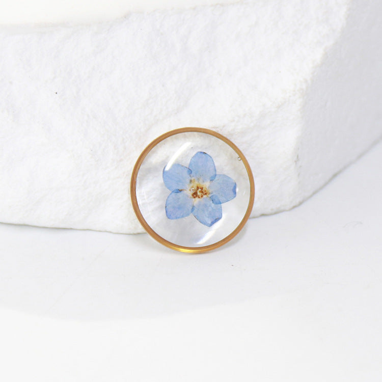 Wholesale 10pcs Round Dried Flower Gold and Silver Colorful Small Flower Stainless Steel Bracelet