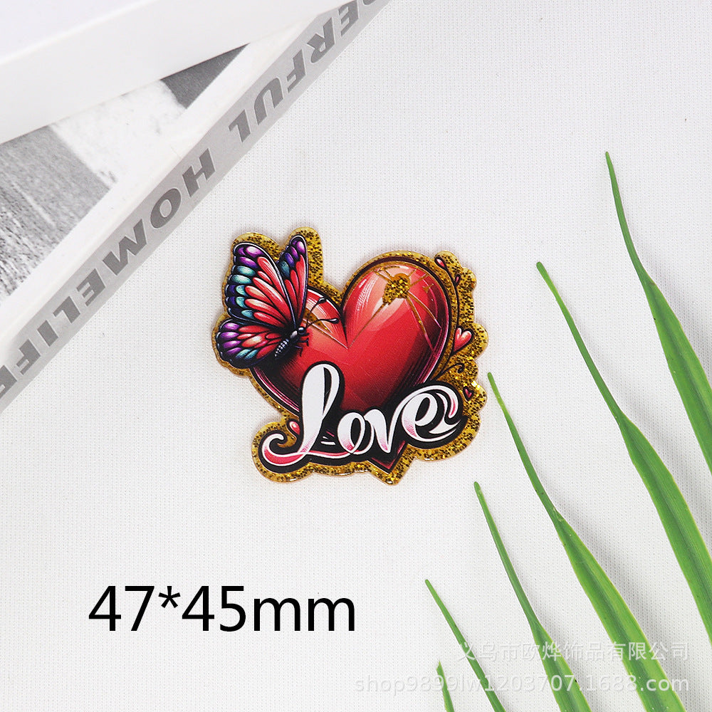 Wholesale 10pcs/pack pink cartoon rabbit peach heart letter Acrylic Flatback OLY Exclusive