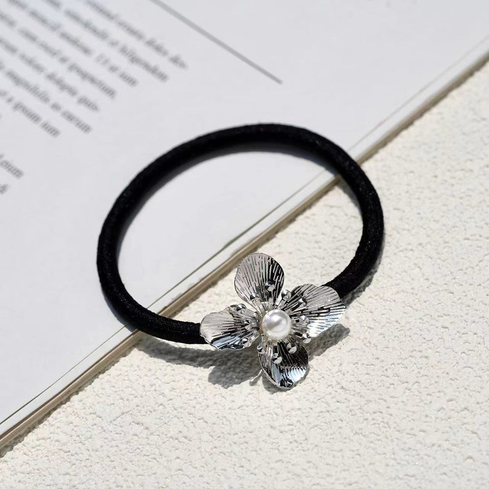 Wholesale pearl headdress metal hair rope hair accessories niche hair rope