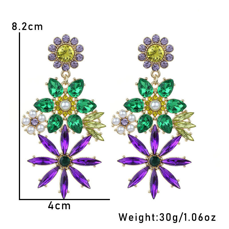 Wholesale Exaggerated super shiny full rhinestone music carnival earrings