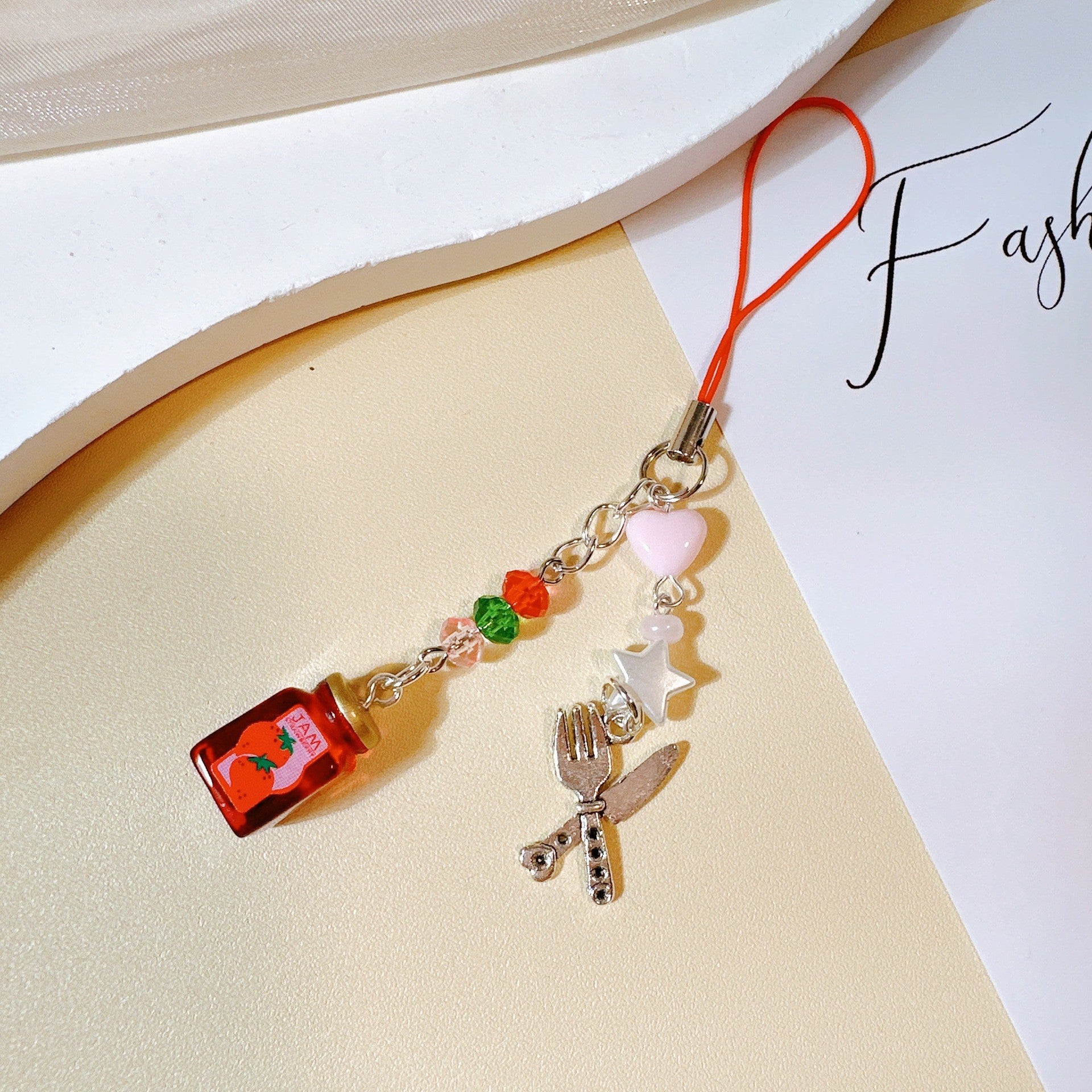 Wholesale Strawberry cake bead cute keychain