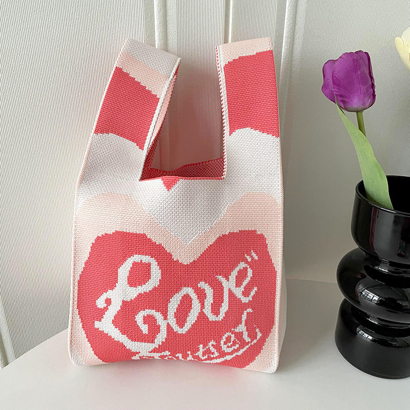 Wholesale Valentine's Day Knitted Love Shoulder Handbags