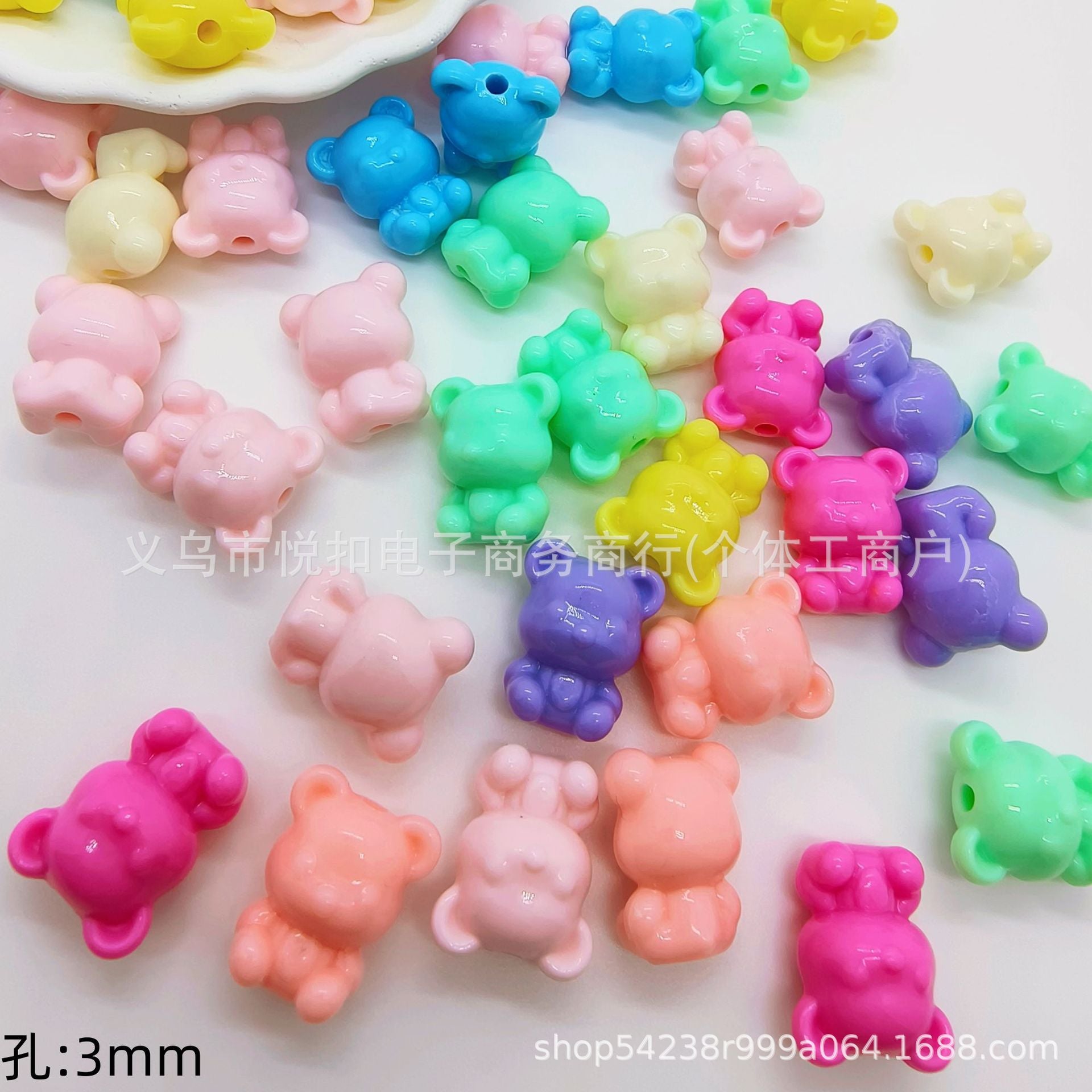 Wholesale 10pcsColorful 17mm bear straight hole loose beads DIY beads