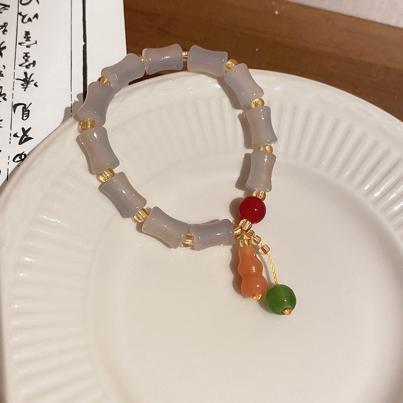 Wholesale Tide Elegant Pearl Crystal Jade Double Circle Bracelet Niche Personality Bracelet Fashion High Sense Bracelet