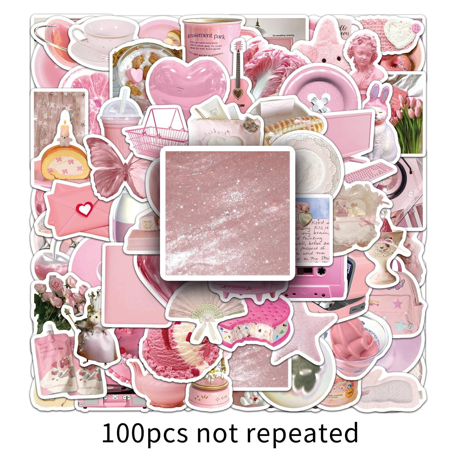 Wholesale 100 cute soft pink butterfly doodle stickers