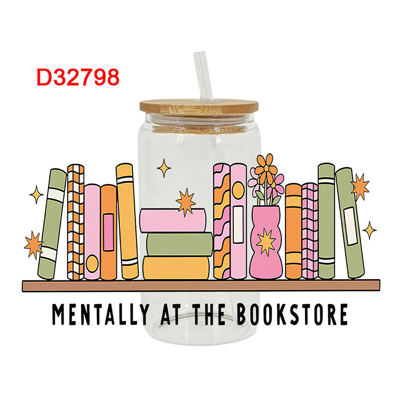 Wholesale Pink books and stationery  16oz Cup UV DTF Wraps