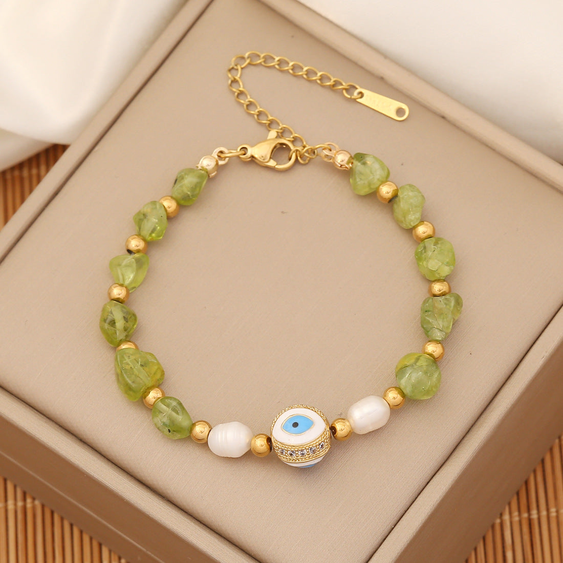 Wholesale Natural Stone Eyes Stainless Steel Bracelet