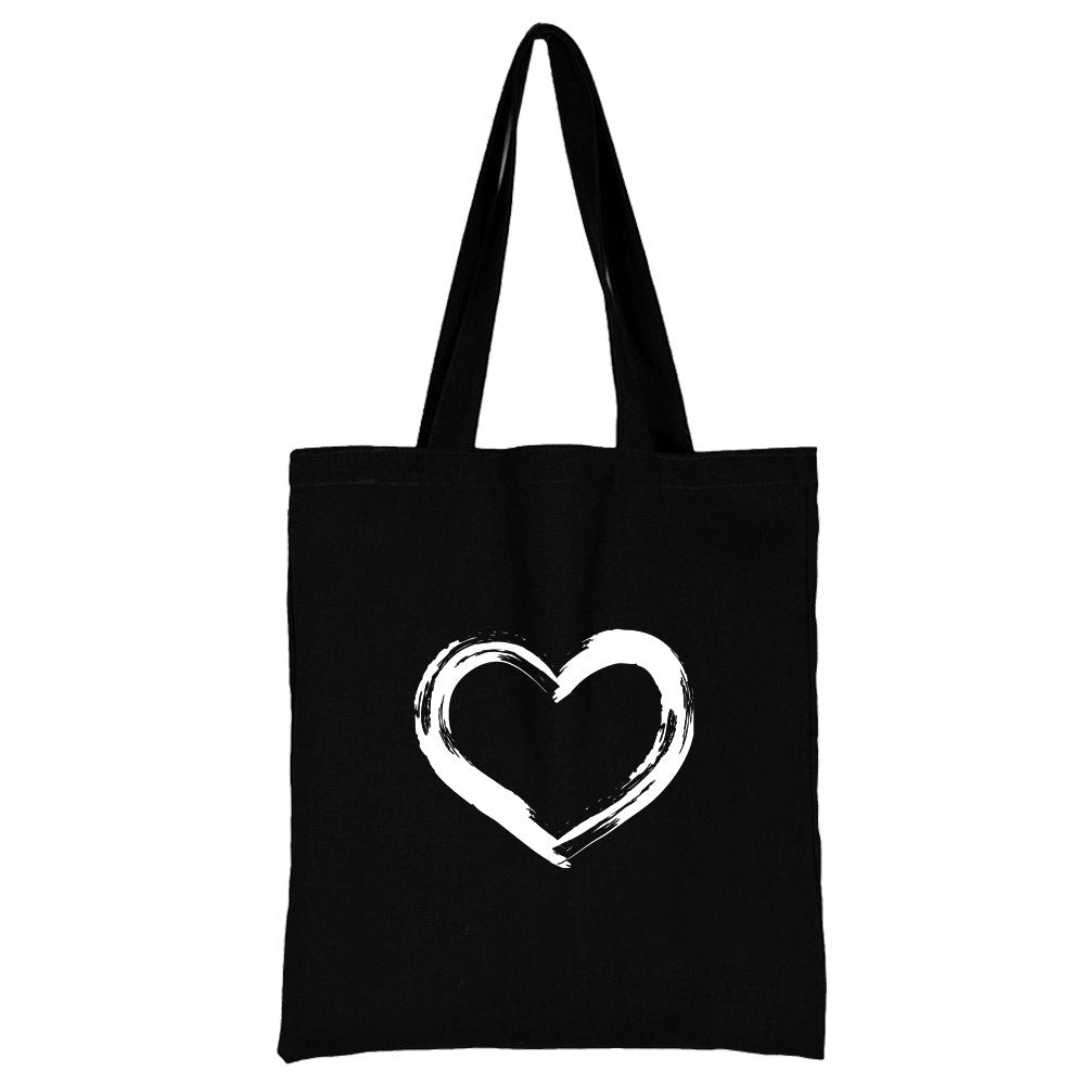 Wholesale Love Pattern Printed Canvas Bag Environmental Protection Handbag Shopping Bag